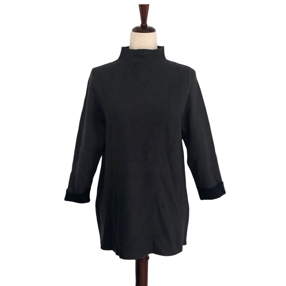 Nanette Lepore Women’s Mockneck Wool Blend Tunic Sweater, Charcoal Size Large